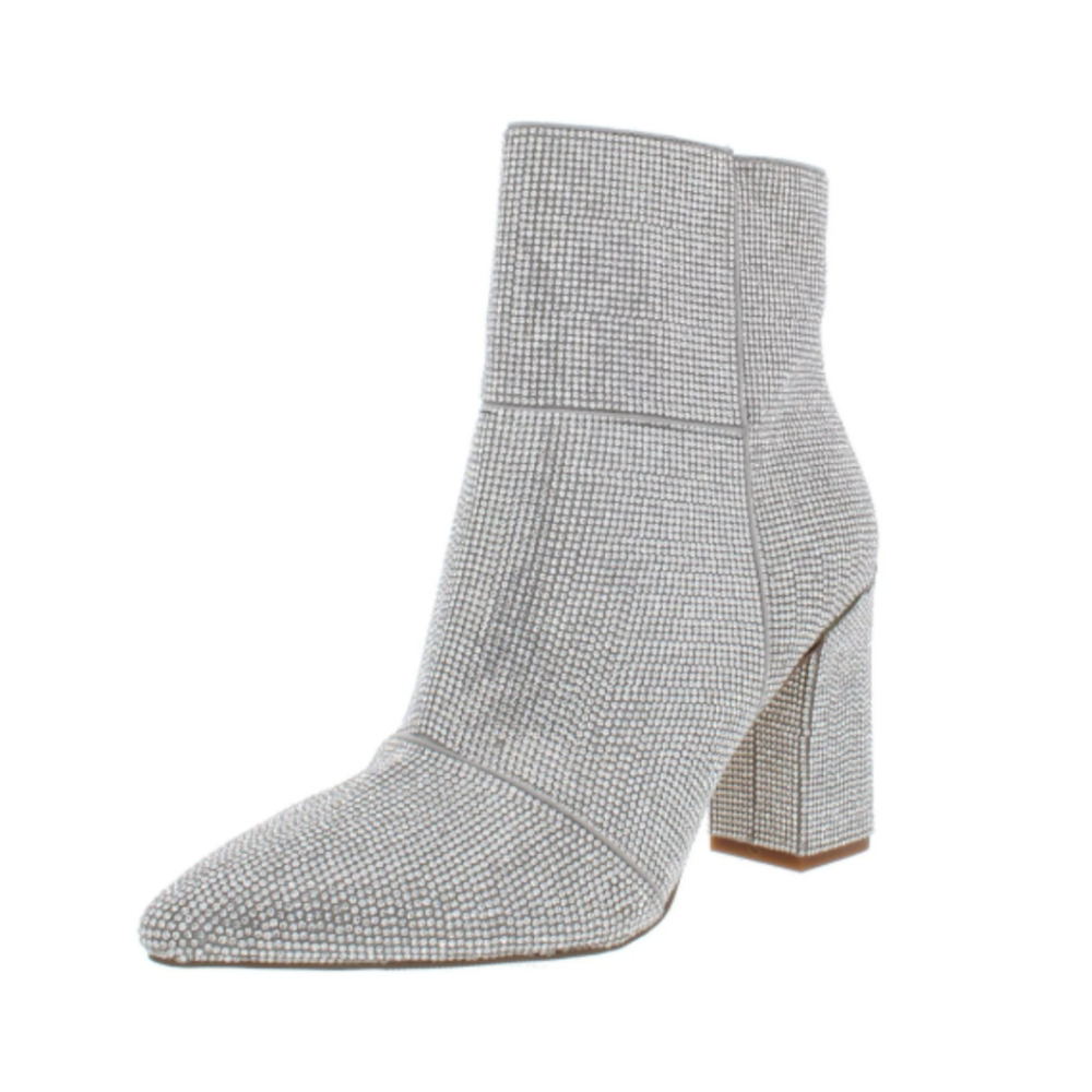 Madden Girl Womens Flex Block Heel Pointed Toe Ankle Boots Silver Size 5.5 NWB